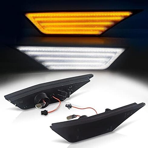 Gempro Switchback LED مصابيح جانبية LED بديلة لمصابيح إشارة الانعطاف المتتابعة لـ 2016-2021 Honda Civic باللون الأبيض والعنبر الديناميكي المصد الأمامي عاكس الضوء الشفاف، عبوتان in Kuwait