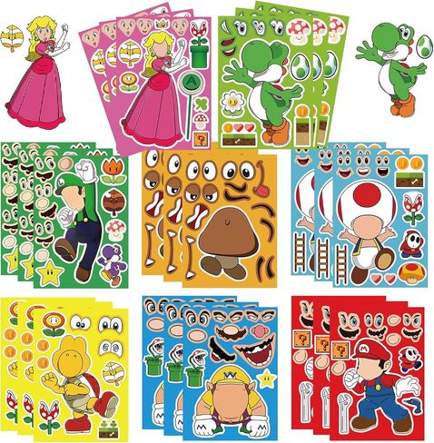 36Pcs Make-a-face Stickers, Make Your Own Stickers Fun Craft Project for Kids, Mixed and Matched with 8 Designs Characters Stickers for Party Decoration, Class Reward, Book Decor, Birthday Gifts in Saudi Arabia