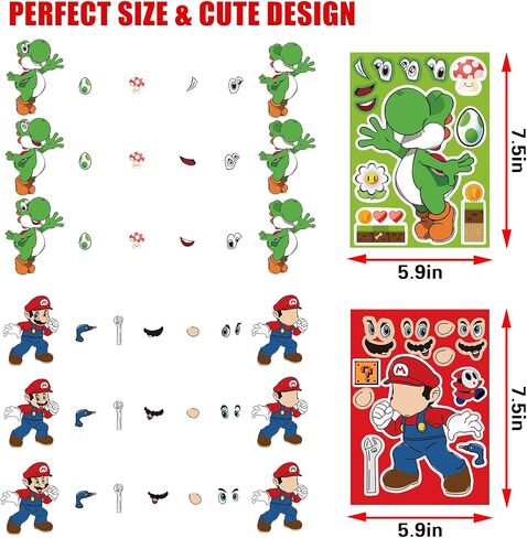 36Pcs Make-a-face Stickers, Make Your Own Stickers Fun Craft Project for Kids, Mixed and Matched with 8 Designs Characters Stickers for Party Decoration, Class Reward, Book Decor, Birthday Gifts in Saudi Arabia