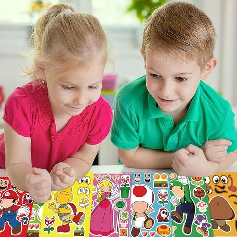 36Pcs Make-a-face Stickers, Make Your Own Stickers Fun Craft Project for Kids, Mixed and Matched with 8 Designs Characters Stickers for Party Decoration, Class Reward, Book Decor, Birthday Gifts in Saudi Arabia