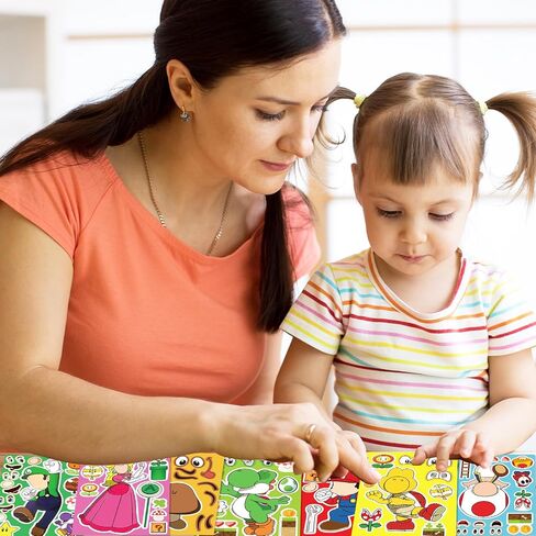 36Pcs Make-a-face Stickers, Make Your Own Stickers Fun Craft Project for Kids, Mixed and Matched with 8 Designs Characters Stickers for Party Decoration, Class Reward, Book Decor, Birthday Gifts in Saudi Arabia