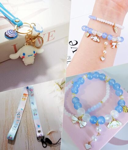 مجموعة هدايا Cinnamoroll Merchandise Stuff للفتيات، ملحقات كلب سينامو اللطيفة بما في ذلك حقيبة ظهر برباط، حبل شارة، سلسلة مفاتيح لطيفة، حامل هاتف، قلادة، سوار ساحر، ملصقات in Kuwait