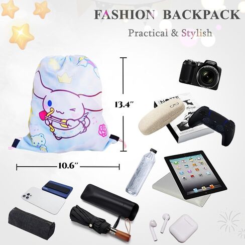 مجموعة هدايا Cinnamoroll Merchandise Stuff للفتيات، ملحقات كلب سينامو اللطيفة بما في ذلك حقيبة ظهر برباط، حبل شارة، سلسلة مفاتيح لطيفة، حامل هاتف، قلادة، سوار ساحر، ملصقات in Kuwait