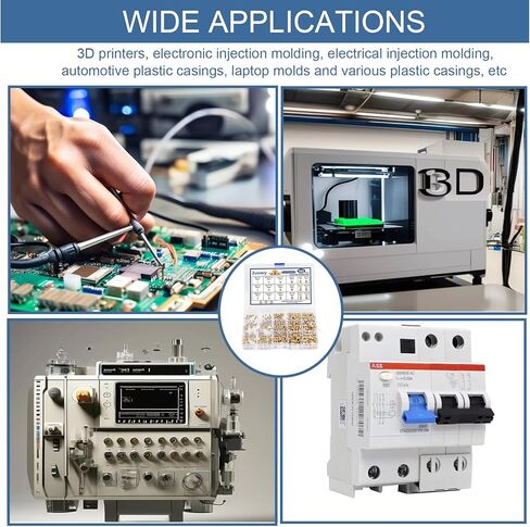365 قطعة من إدراجات مترابطة، M2 M2.5 M3 M4 M5 M6 مجموعة متنوعة من المكسرات المخروطية المترية، إدراج مجموعة الحرارة النحاسية لمكونات الطباعة ثلاثية الأبعاد والأجزاء البلاستيكية in Kuwait