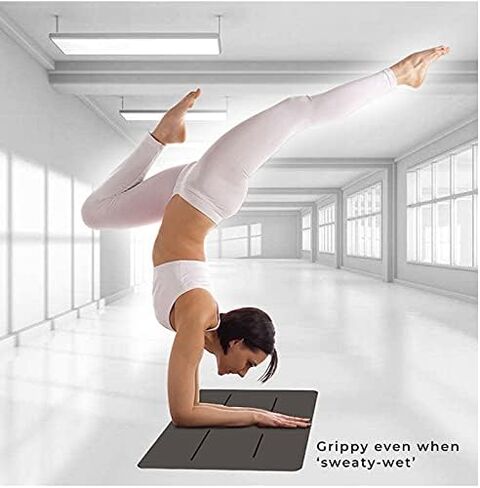 Premium PU Mini Yoga Mat | Non-Slippery Natural Rubber Mat | Anti-Skid Support Yoga Pad | Portable Small Yoga Mat | Fitness Mat for Pilates/Inversion/Handstand/Meditation (Grey Plain) in Saudi Arabia