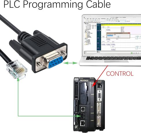 DB9 to RJ11 FTDI Chip Serial Converter Programming Cable for Keyence PLC Connect PC Communication (DB9 to RJ11(6P6C)) in Kuwait