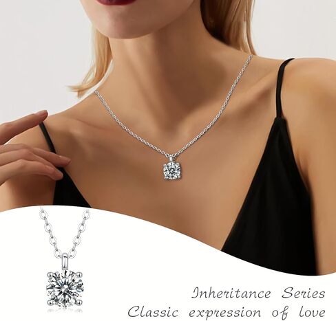 Moissanite Pendant Necklace 18K White Gold Plated 925 Sterling Silver Necklace for Women in Kuwait