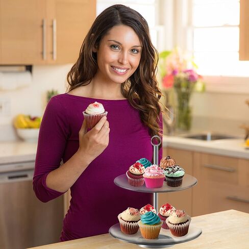 حامل كب كيك من 3 طبقات - حامل عرض مربع لأعياد الميلاد أو حفلات الشاي أو الزفاف أو حفلات استقبال الأطفال - مجموعة عرض طاولة الحلوى من Chef Buddy (أبيض) in Kuwait