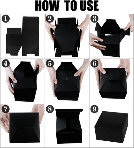 RUSPEPA Recycled Cardboard Gift Boxes - 4"X 4"X 2" - Small Gift Box with Lids For Bracelets, Jewelry And Small Gifts - 30 Pack - Black in Saudi Arabia
