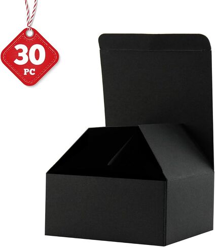 RUSPEPA Recycled Cardboard Gift Boxes - 4"X 4"X 2" - Small Gift Box with Lids For Bracelets, Jewelry And Small Gifts - 30 Pack - Black in Saudi Arabia