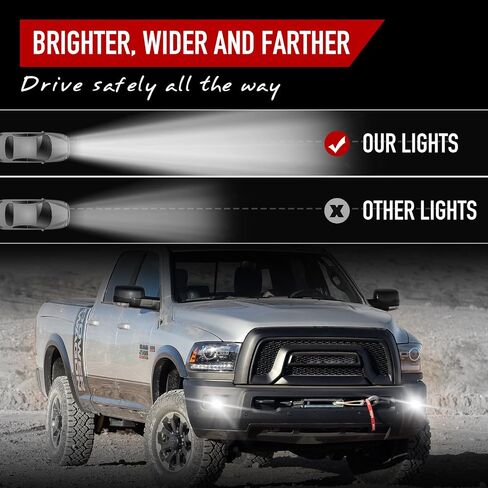 مصابيح الضباب LED&DRL متوافقة مع 2009-2012 دودج رام 1500/2010-2018 دودج رام 2500 3500 زوج واحد من مصباح الضباب الأمامي مع أضواء الجري النهارية (أبيض) وأضواء إشارة الانعطاف (العنبر) in Kuwait