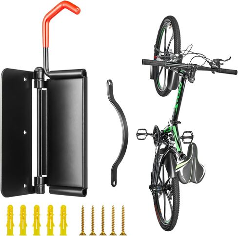 خطافات دراجة زاكرو لجدار المرآب، شماعة دراجة دوارة، رف تخزين داخلي للدراجات، تصميم متأرجح 180 درجة، شماعات دراجة قوية تصل إلى 66 رطل، حامل دراجة عمودي موفر للمساحة لدراجة الأطفال على الطرق الجبلية in Kuwait