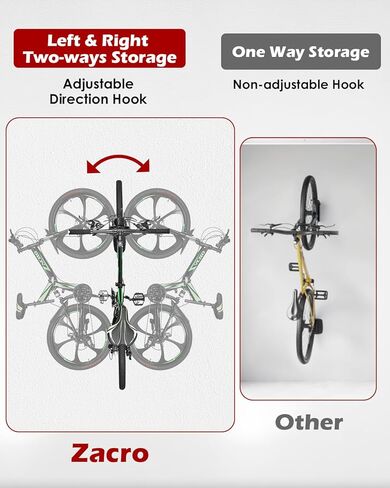 خطافات دراجة زاكرو لجدار المرآب، شماعة دراجة دوارة، رف تخزين داخلي للدراجات، تصميم متأرجح 180 درجة، شماعات دراجة قوية تصل إلى 66 رطل، حامل دراجة عمودي موفر للمساحة لدراجة الأطفال على الطرق الجبلية in Kuwait