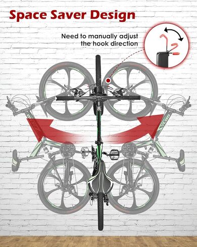 خطافات دراجة زاكرو لجدار المرآب، شماعة دراجة دوارة، رف تخزين داخلي للدراجات، تصميم متأرجح 180 درجة، شماعات دراجة قوية تصل إلى 66 رطل، حامل دراجة عمودي موفر للمساحة لدراجة الأطفال على الطرق الجبلية in Kuwait