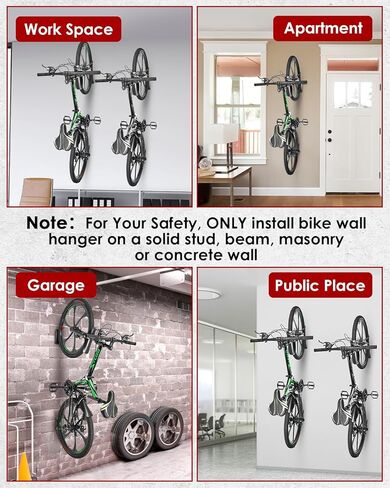 خطافات دراجة زاكرو لجدار المرآب، شماعة دراجة دوارة، رف تخزين داخلي للدراجات، تصميم متأرجح 180 درجة، شماعات دراجة قوية تصل إلى 66 رطل، حامل دراجة عمودي موفر للمساحة لدراجة الأطفال على الطرق الجبلية in Kuwait
