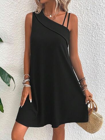 COZYEASE Women's Summer Dress Sleeveless Asymmetrical Short Tunic Dress Loose Sundress Casual Dress for Women in Saudi Arabia