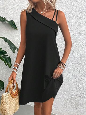 COZYEASE Women's Summer Dress Sleeveless Asymmetrical Short Tunic Dress Loose Sundress Casual Dress for Women in Saudi Arabia
