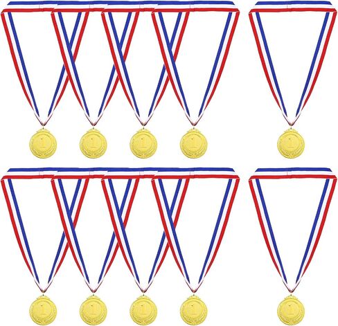 PATIKIL Gold Award Medals, Olympic Style Winner Medals with Neck Ribbon Metal Medals Prizes for Competitions, Party Decoration in Saudi Arabia