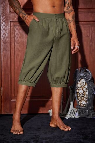 Runcati Mens Renaissance Colonial Shorts Pirate Medieval Viking Navigator Costume Halloween Gothic Cosplay Pants in Saudi Arabia