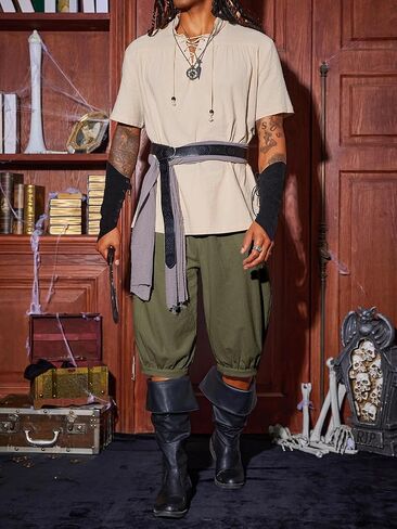 Runcati Mens Renaissance Colonial Shorts Pirate Medieval Viking Navigator Costume Halloween Gothic Cosplay Pants in Saudi Arabia