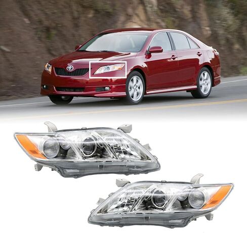 مجموعة المصابيح الأمامية تناسب 2007 2008 2009 Toyota Camry، زوج المصابيح الأمامية يشمل جانب السائق والراكب in Kuwait