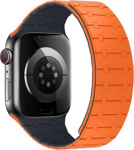متوافق مع سوار ساعة Apple مقاس 49 مم 45 مم 44 مم 42 مم 41 مم 40 مم 38 مم، حزام حلقة مغناطيسي من السيليكون قابل للتعديل لـ iWatch Ultra 2 Ultra Series 9 8 7 SE 6 5 4 3 2 1 (49/45/44/42، أسود رمادي) in Saudi Arabia