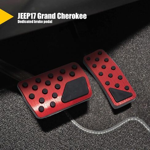2 PCS Anti-Slip Aluminum Brake Gas Pedal Pads, Auto No Drilling Accelerator Pedal Covers, Compatible with Jeep Grand Cherokee Dodge Durango 2011-2023 (Red) in Saudi Arabia