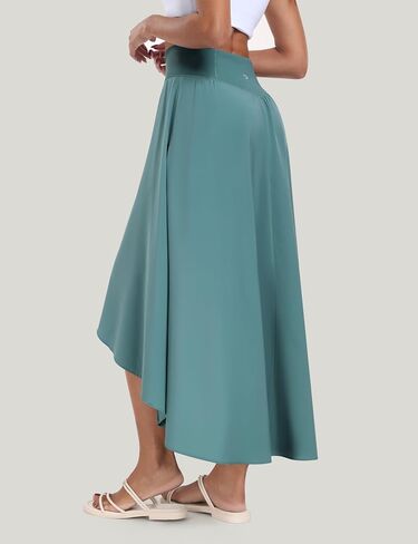 IUGA High Waist Maxi Skirt with Slit Ruffle Wrap Skirt Trendy Flowy Skirts for Women Long Skirts with Shorts Underneath in Saudi Arabia
