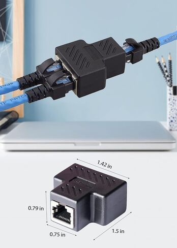 مقسم إيثرنت، مهايئ مقسم RJ45 مقسم إنترنت شبكة LAN 1 إلى 2، كابل إيثرنت ومقسم إنترنت LAN لكابل Cat5، Cat5e، Cat6 - قطعتان in Kuwait