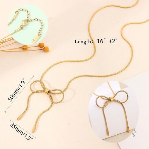 Gold Necklace for Women - Bow Necklace 14K Dainty Gold Necklace Bow Pendant Choker Chain Necklace Trendy Bow Necklaces for Women Gold Jewelry Gift in Saudi Arabia