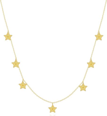 14K Solid Gold Station Necklace Real Gold Choker Chain Jewelry Gifts for Women Girls in Saudi Arabia