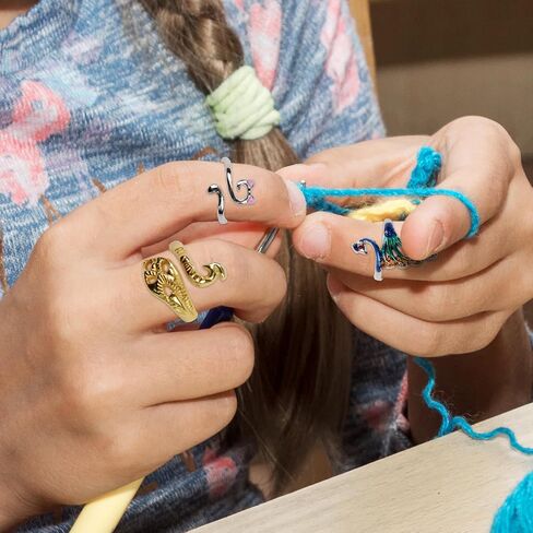 حلقة كروشيه إكسسوارات كروشيه للإصبع 10 قطع من خيوط الحياكة الكروشيه حلقة شد لأدوات الكروشيه للأمهات دليل قابل للتعديل حلقات على شكل طاووس كروشيه على شكل قطة in Kuwait