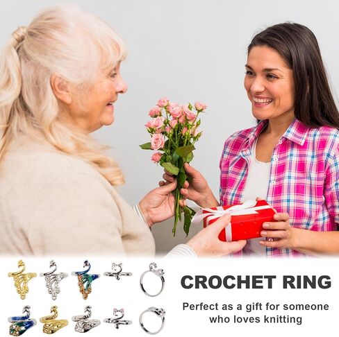حلقة كروشيه إكسسوارات كروشيه للإصبع 10 قطع من خيوط الحياكة الكروشيه حلقة شد لأدوات الكروشيه للأمهات دليل قابل للتعديل حلقات على شكل طاووس كروشيه على شكل قطة in Kuwait