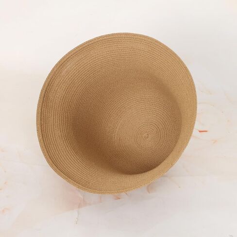 Women Crochet-Straw Beach-Sun-Hat Short-Brim Sun-Protection Bucket-Hat Foldable,Portable,Trendy for Summer Travel in Saudi Arabia