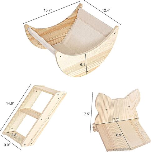 Cat Shelf for Wall Mount Hammock with Climbing Shelves and Perches Solid Wood Cat Steps for Climbing Sleeping Playing Lounging Perching in Saudi Arabia