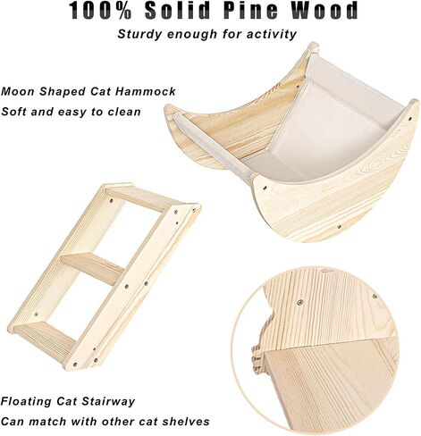 Cat Shelf for Wall Mount Hammock with Climbing Shelves and Perches Solid Wood Cat Steps for Climbing Sleeping Playing Lounging Perching in Saudi Arabia