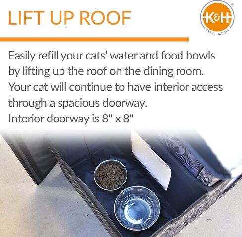 K&H Pet Products مأوى متعدد القطط في الهواء الطلق مكون من طابقين مع غرفة طعام ومقهى Thermo-Kitty مُدفأ، ورقة رمادية in Saudi Arabia