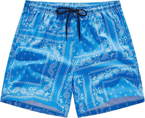 Men's Boho Paisley Print Summer Casual Drawstring Waist Track Shorts with Pockets in Kuwait