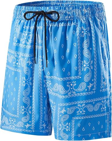 Men's Boho Paisley Print Summer Casual Drawstring Waist Track Shorts with Pockets in Kuwait