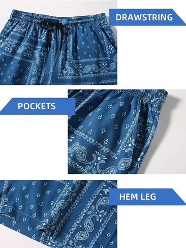 Men's Boho Paisley Print Summer Casual Drawstring Waist Track Shorts with Pockets in Kuwait