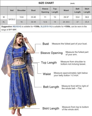 Belly Dance Costume Bollywood Dress - Halloween Chiffon Dance Outfit Costumes with Head Veil for Women in Kuwait