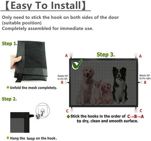 Baby Gate Dog Gate for Stairs No Drilling - 43.3" W x 28.3" H Retractable Mesh Baby Gate for Stairs No Drill Magic Gate Dog Gate for Doorways Pet Gate Puppy Gate for Stairs & The House (CS) (CS) in Kuwait