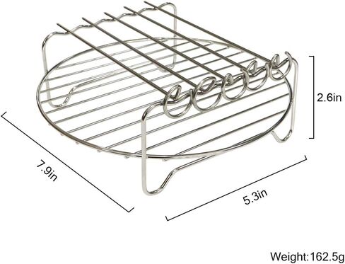 Air fryer Double Layer Round Rack with 5 Skewers Fitting XL Air Fryers（9in,Fit 5.3 QT or Above） in Saudi Arabia