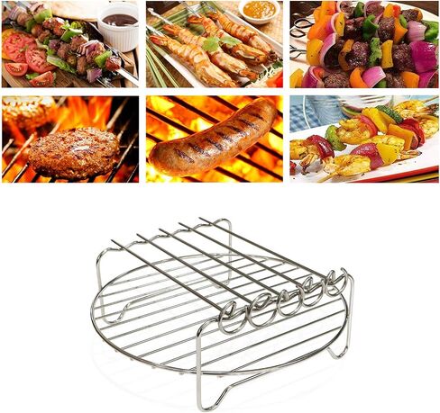Air fryer Double Layer Round Rack with 5 Skewers Fitting XL Air Fryers（9in,Fit 5.3 QT or Above） in Saudi Arabia