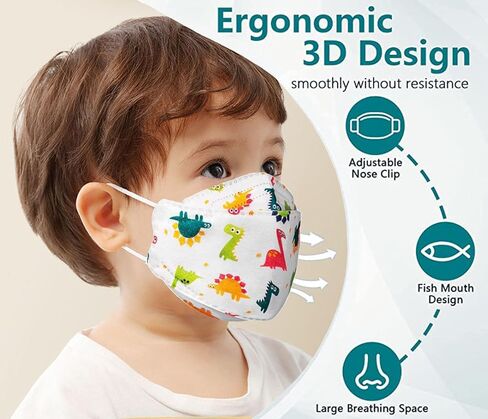 Face Mask for Kids 50 PCS, 4 Layer Disposable Face Masks with Designs for Children, Cute Face Masks in Kuwait