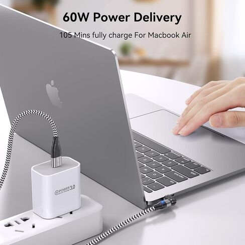 Magnetic Charging Cable 3A Fast Charging, Rotating Fast Charge Magnetic Phone Charger Cable, Nylon Braided Magnetic Cable Data Transfer Cord for Type C/Micro USB/i-Products in Saudi Arabia