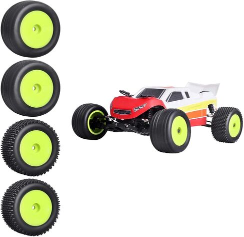 عجلات وإطارات سداسية مقاس 8 مم مثبتة مسبقًا لإطارات Losi Mini-T 2.0 WLtoys A959-B 1/18 بدون فرشاة (عجلات خضراء) in Saudi Arabia