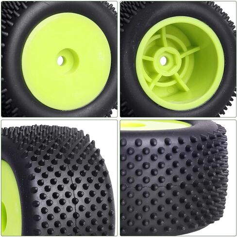 عجلات وإطارات سداسية مقاس 8 مم مثبتة مسبقًا لإطارات Losi Mini-T 2.0 WLtoys A959-B 1/18 بدون فرشاة (عجلات خضراء) in Saudi Arabia