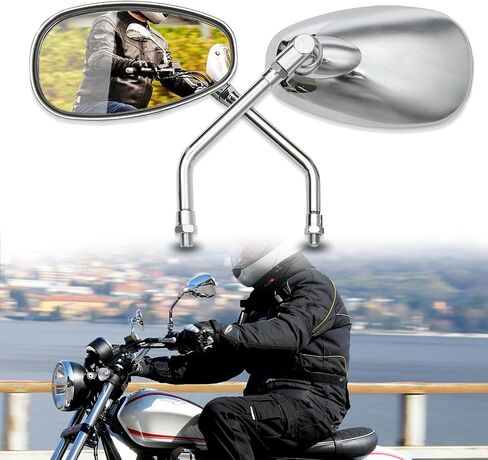 DREAMIZER 10MM Chrome Motorcycle Mirror Universal Rectangle Motorcycle Rear View Mirrors Compatible for Shadow Magna 750 Spirit 1100 Vulcan VN 500 800 1500 1600 SV650S Scooter Street Bike in Saudi Arabia