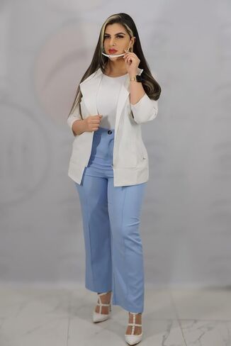 All in beauty Top Scrubs for Women, White Zipper Aestheticians Uniform for Spa, Esthetician Top Scrub 3/4 Sleeve. in Saudi Arabia